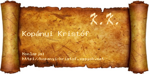 Kopányi Kristóf névjegykártya